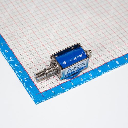 JF-0630B-24VDC - электромагнитный соленоид (DC 24В, 0.3А, 6N, 10мм, 58х20х19мм)