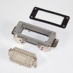 HDC-HE-016-1 - промышленный разъём на панель (500В, гнездовой штекер "МАМА", 16 контактов * 16А, IP65) - производство HAOGNCN (Китай)