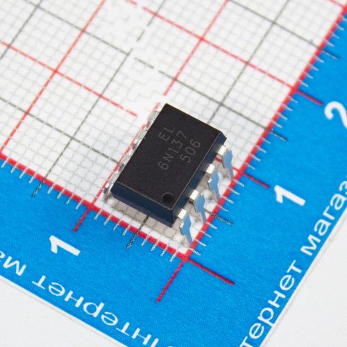 EL6N137 - высокоскоростная оптопара с логическим выходом (вх/вых: 5В-50мА/7В-50мА, 40нс, 10Мбит/с, DIP-8) - оригинал EVERLIGHT