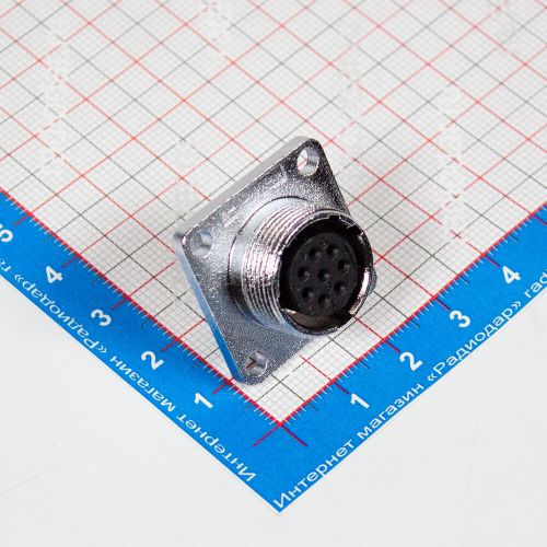 WS16K8Z1 - розеточный разъём на панель с квадратным фланцем с 8 контактами "мама" (500В, Ø1мм х8х10А) - производство CiXu