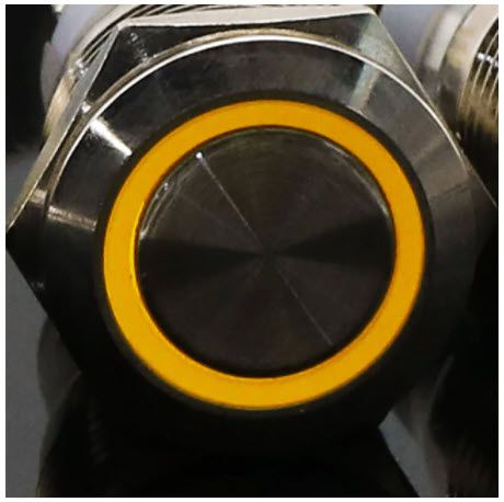 19F-11E/J/N антивандал. кнопка без фиксации, с подсветкой, 19мм, 12-24В, значок кольцо, под терминал