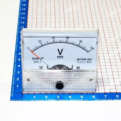 85C1-100V -стрелочный вольтметр постоянного тока (100В, 2.5, 64*56*60мм) - ZHFU