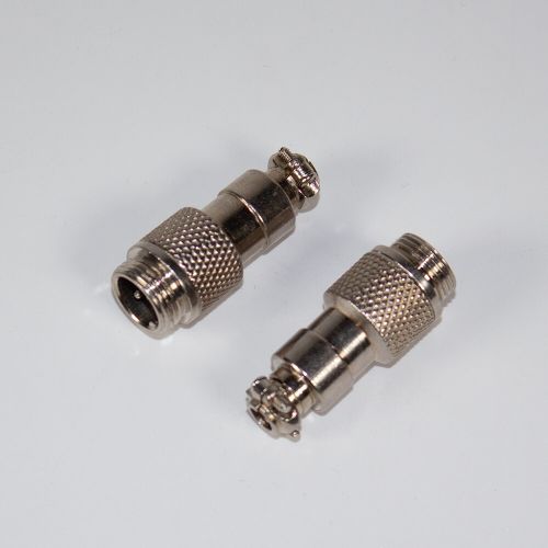 GX12-2 вилочный штекер на кабель (2-пин "папа") - металл - производство CZPCon