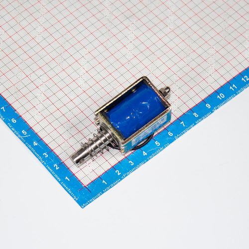 JF-0837B-6VDC - электромагнитный соленоид (DC 6В÷9В, 0.3А, 15N, 10мм, 70х27х24мм)