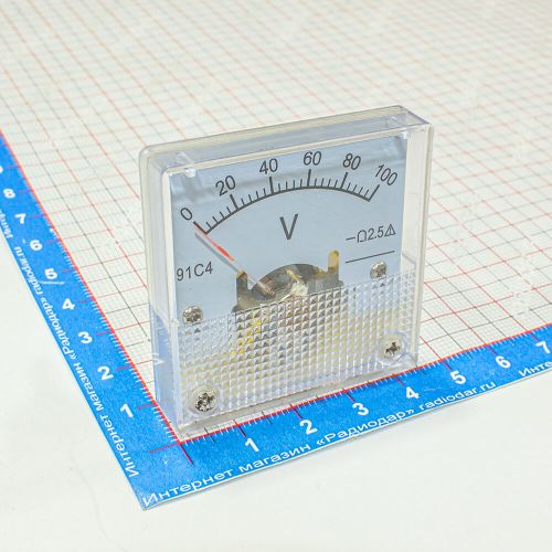 91C4-100V -стрелочный вольтметр переменного тока (100В, 2.5, 45*45мм) -производство ZHFU