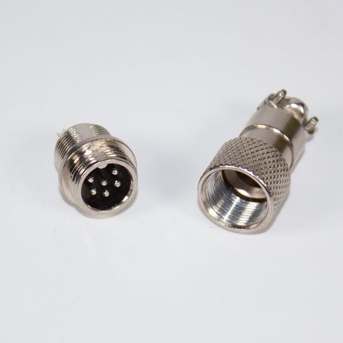 GX12-6 вилочный штекер на кабель (6-пин "папа") - металл - производство CZPCon