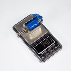 JF-0837B-24VDC - электромагнитный соленоид (DC 24В, 0.3А, 15N, 10мм, 70х27х24мм)