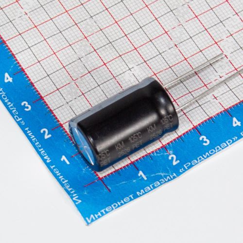 470 мкФ * 100 В - электролитический конденсатор серии KM (470uF/100V, 20%, +105°C, Ø16*25мм) - производство ChengX
