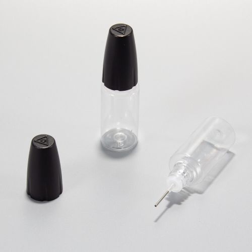 ФД10-3-КЧ - пластиковый флакон-дозатор со встроенной иглой (10мл., прозрачная ёмкость, встроенный дозатор, черная крышка)
