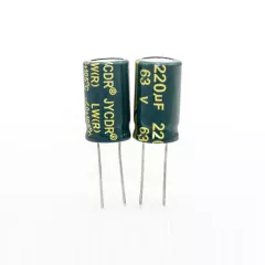 220мкФ*63В -электролитический конденсатор (220uF/63V, ±20%, LW(R), -40+105°C, 10*17мм) - JYCDR