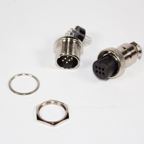 Комплект GX 16мм на плату: GX16-6A + GX16-6PCB (6 пин, 220В, 5А) - производство CiXu