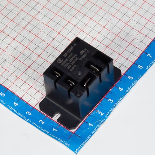 JQX/HF105F-4-220AK-1HST/1HSF - реле миниатюрное High Power (AC 220В, 1хA {SPST-NO} 30A/240В AC, герметичное, 50х27.2х27.8мм, Coil_2*4.8х0.5мм + 2*6.3х0.8мм, QC-4) - производство HONGFA