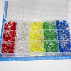 Набор из 500 светодиодов 5 мм. в пластиковой коробке (5 цветов, 3В)