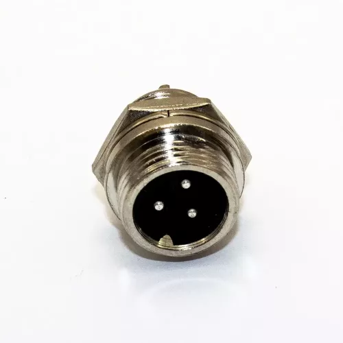 GX12-3B - гнездо вилочное (12 мм "папа" 3-пин на панель) - производство CZPCon