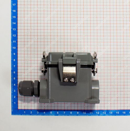 H6B-TS-M20 - корпус металлический для разъема HE-006-M/F на кабель, низкий, с боковым вводом M20 (IP65, кабель Ø6÷12мм) - производство HAOGNCN