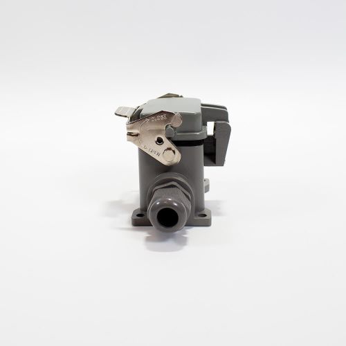 H6B-TS-M20 - корпус металлический для разъема HE-006-M/F на кабель, низкий, с боковым вводом M20 (IP65, кабель Ø6÷12мм) - производство HAOGNCN