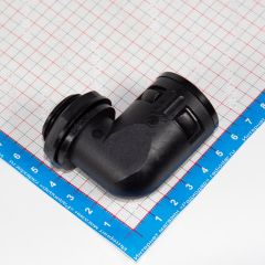 YDT-SM-W-M25/AD25 - фитинговый угловой кабельный ввод для гофротрубки 25мм (М25х1.5мм, PA66_нейлон, -20~+100°C, IP68) - производство Zhejiang