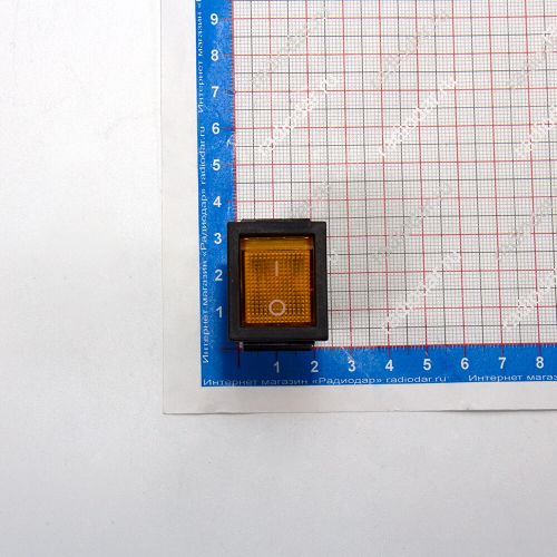 KCD4-A6-B102-01-YELLOW - 2-х позиционный клавишный переключатель на панель (2*ON-OFF, 2*250В, 16А, 4-пин,  31*25мм, жёлтый)