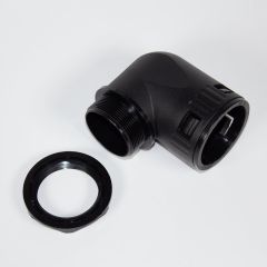 YDT-SM-W-M40/AD42.5 - фитинговый угловой кабельный ввод для гофротрубки 42.5мм (М40х1.5мм, PA66_нейлон, -20~+100°C, IP68) - производство Zhejiang